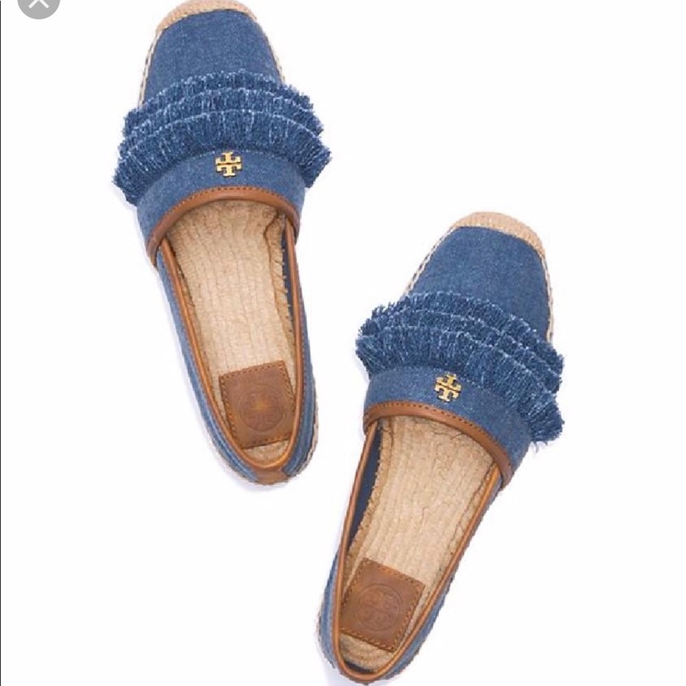 Tory Burch Shaw Denim Fringe Espadrilles
